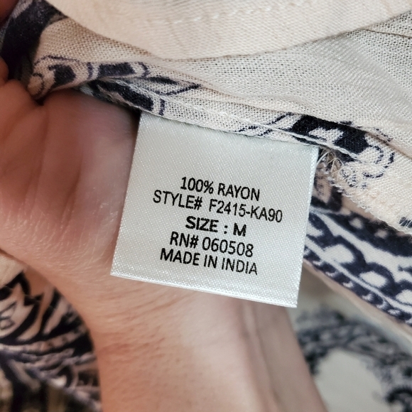 Blue Rain BoHo Paisley Print Flowy Top size medium - Picture 6 of 12